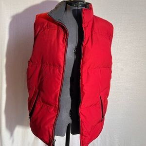 Eddie Bauer Vest Mens Sz M Goose Down Padded Puffer Red And Gray Reversible